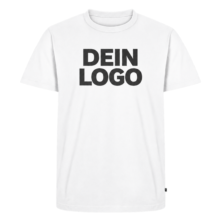 Weißes T-Shirt mit DEIN LOGO – Beispiel für deinen individuellen Aufdruck